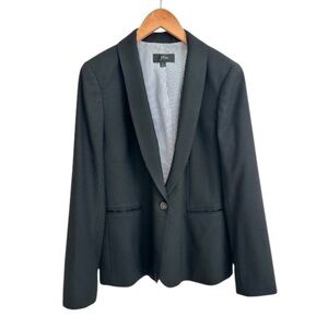 J. Crew black wool stretch jacket blazer shawl lapel single button 12